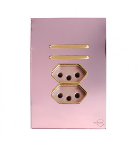 Cj Interruptor Duplo Paralelo + Tomada dupla 10a 4x2 - Novara Glass Ouro Rose Gold